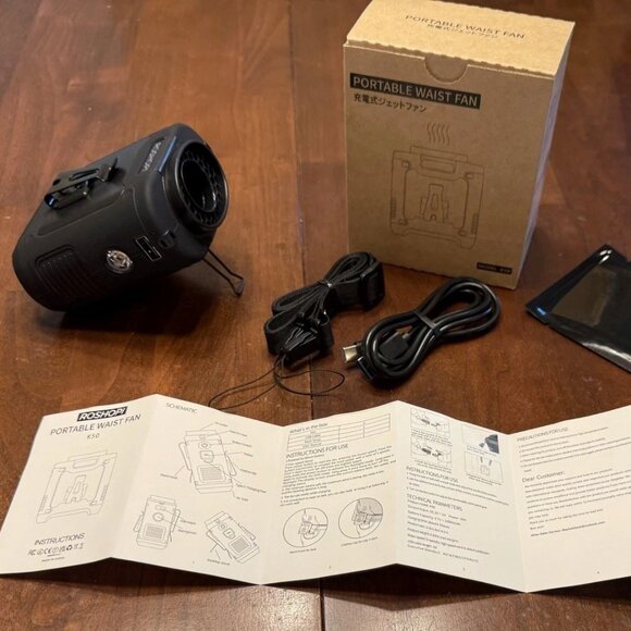 NEW! Roshopi Portable Waist Fan - K50 - 10000mAh. Flashlight, Charger!! 5 Speed. - Picture 3 of 12
